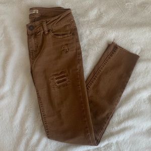 Brown Patched Distressed Jean